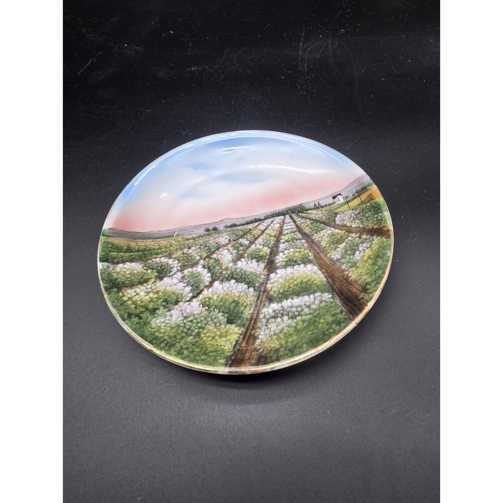 Vintage German Porcelain Hand Painted Decorative Plate Orchard Farm Scene 7 Inch